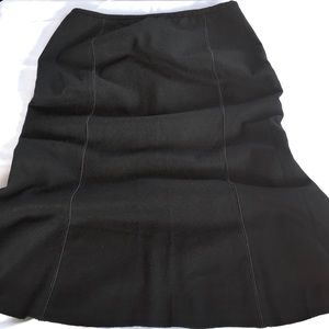 Beautiful Panelled Leather strip Detail Wool Skirt